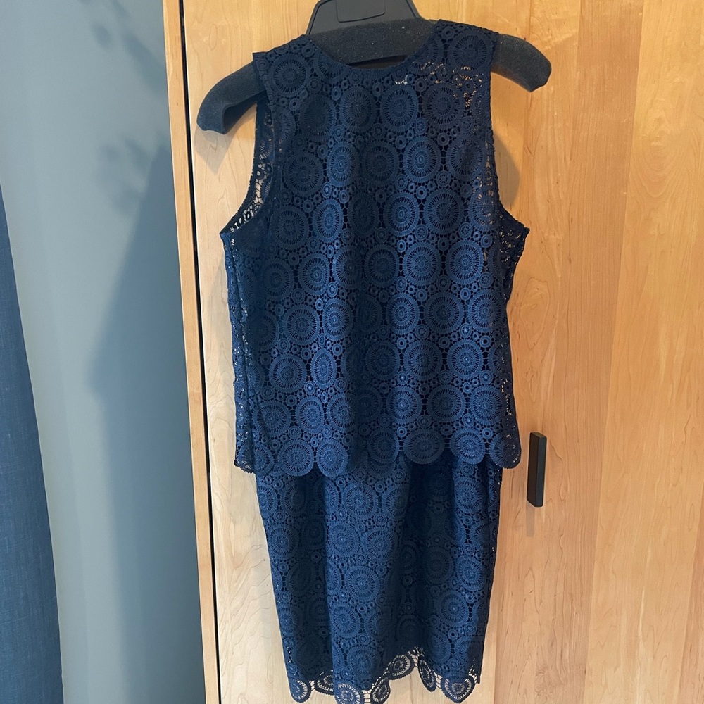 Navy lace 2 piece dress by Worth